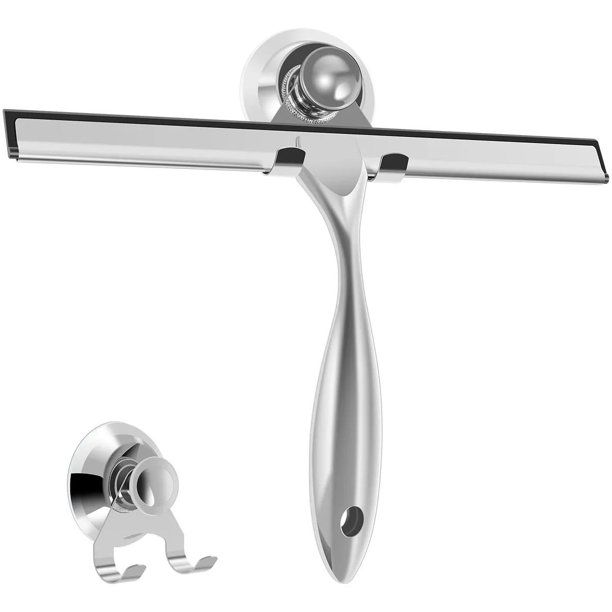 Shower Squeegee Stainless Steel Window Squeegee with Suction Cup Multi-Purpose Shower Wiper Bathroom Tile Cleaning athroom 1PC