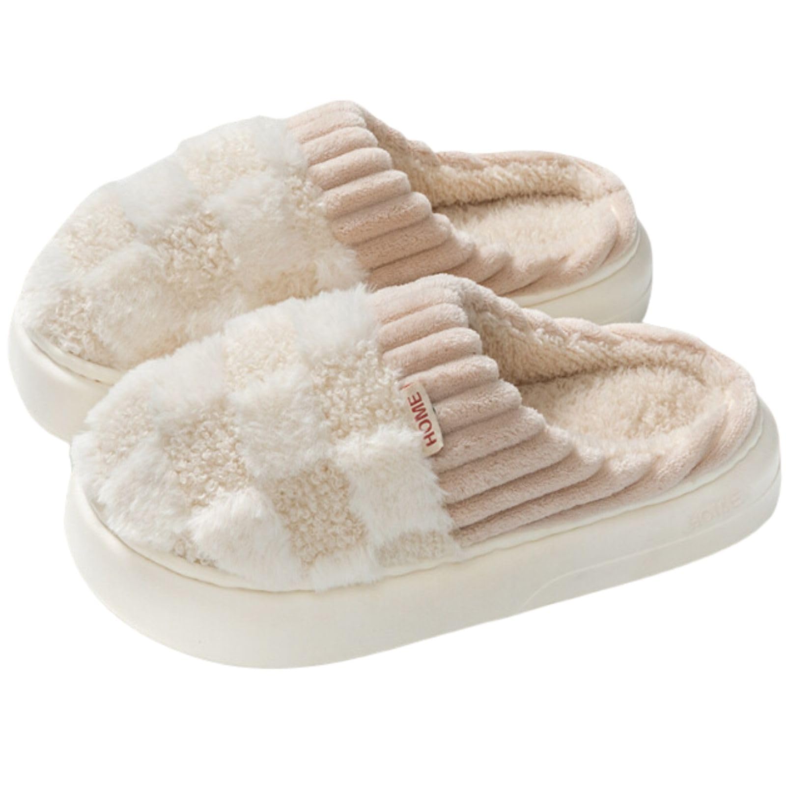 

Скромная радость Пушистые квадратные комнатные тапочки для дома Милые скандинавские толстая подошва Японские тапочки, Моющиеся, Стильные, Использование, Флис, Впитывающие, Теплые, Гладкие, белый