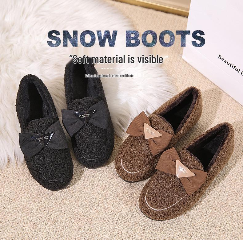 2025 Winter Women's Plus Velvet Warm Indoor Slippers - Old Beijing Style