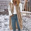 Cappotto con cappuccio e tasca in peluche bifacciale, tinta unita, lunghezza media, maniche patchwork, da donna