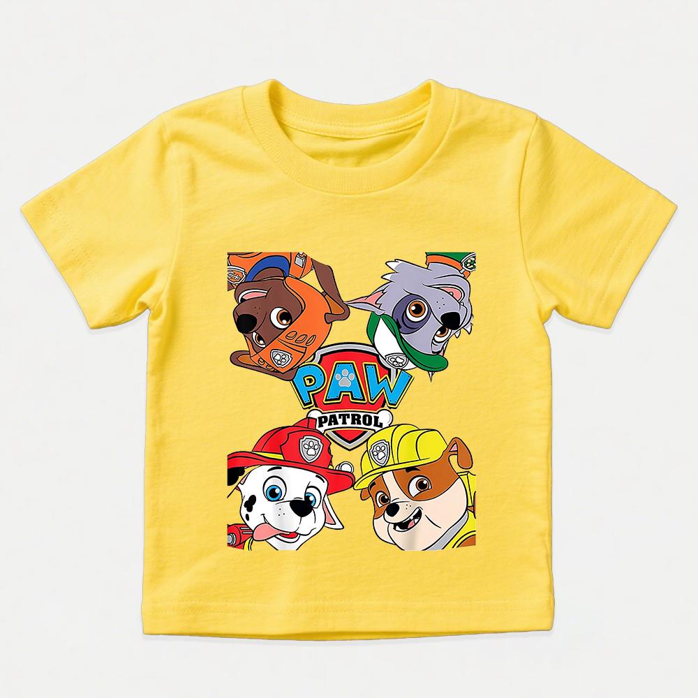 Paw Patrol Kids Cotton T Shirt Boys Girls Casual Short Sleeve Top Graphic Print Puppy Dog Cartoon Character Summer Clothing