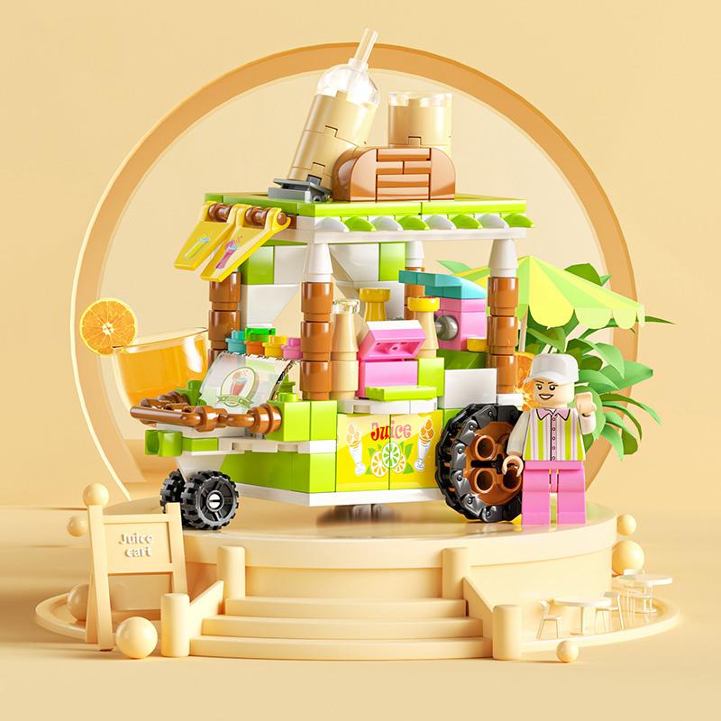 

LELE грузовик с мороженым Street View серия строительные блоки Snack Street развивающие игрушки для детей детский подарок Juice Shop-189Pcs