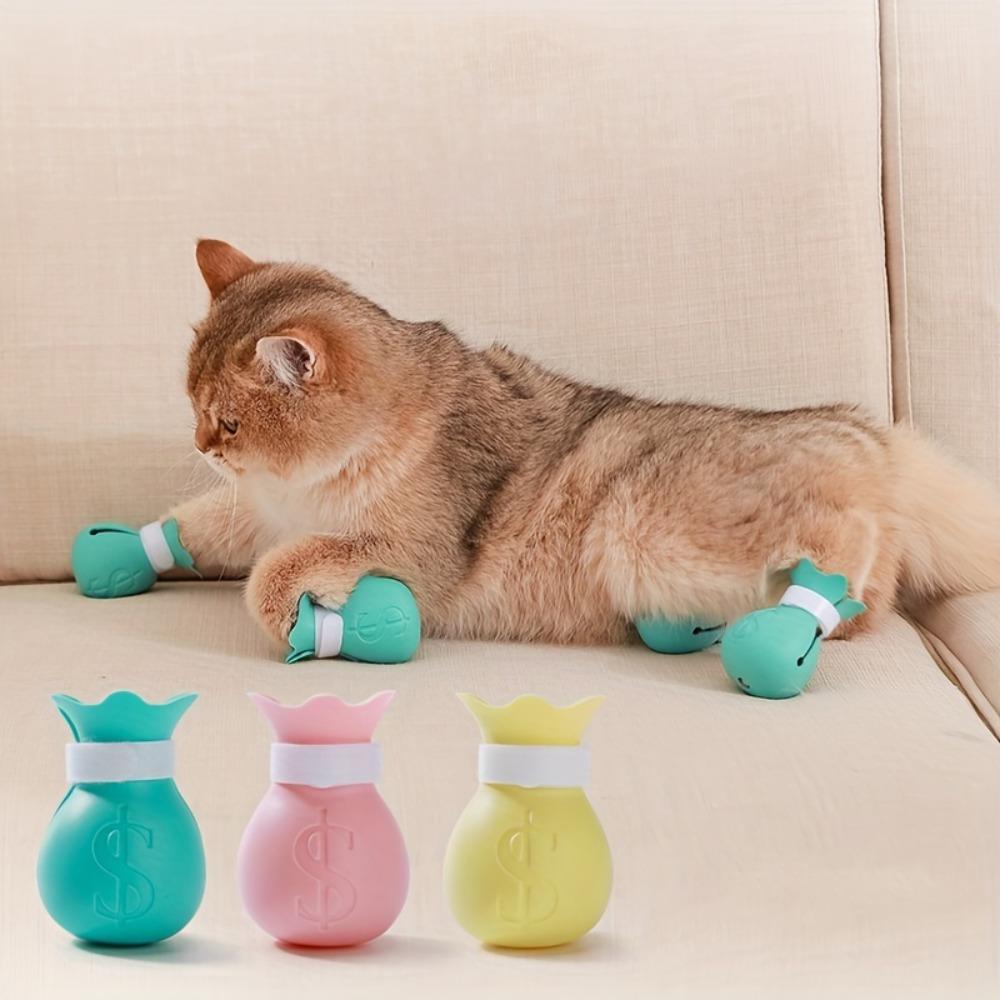 4pcs/set Anti Bite Cat Paws Gloves Silicone Cat Shoes New Anti-scratch Cat Foot Shoes