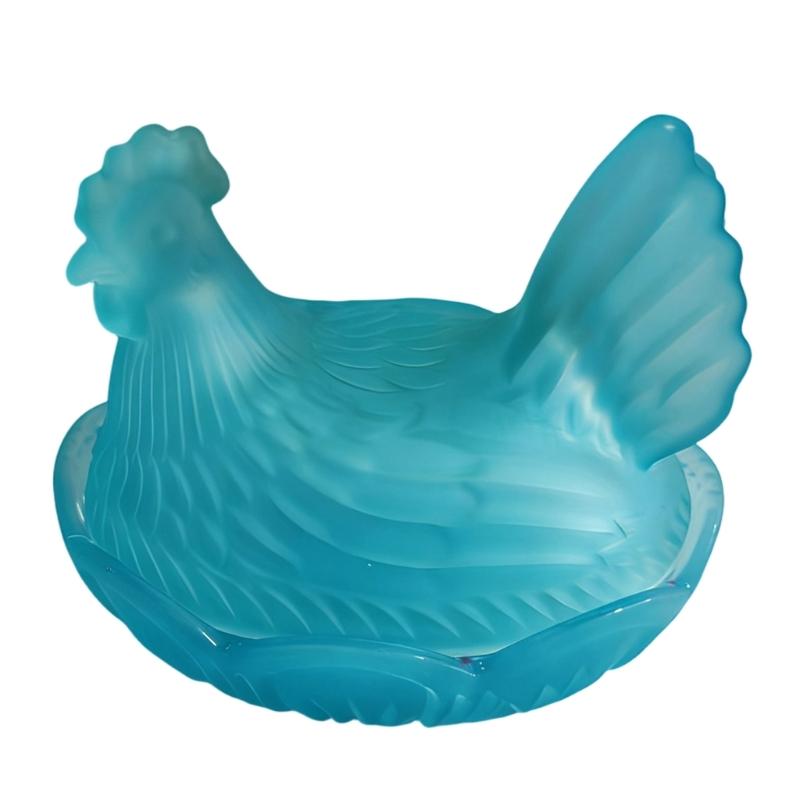 Glass Hen Candy Dish,Decorative Covered Candy Bowl with Lid Crystal Glass Chicken Shape Candy Jar Snacks Bowl Gift