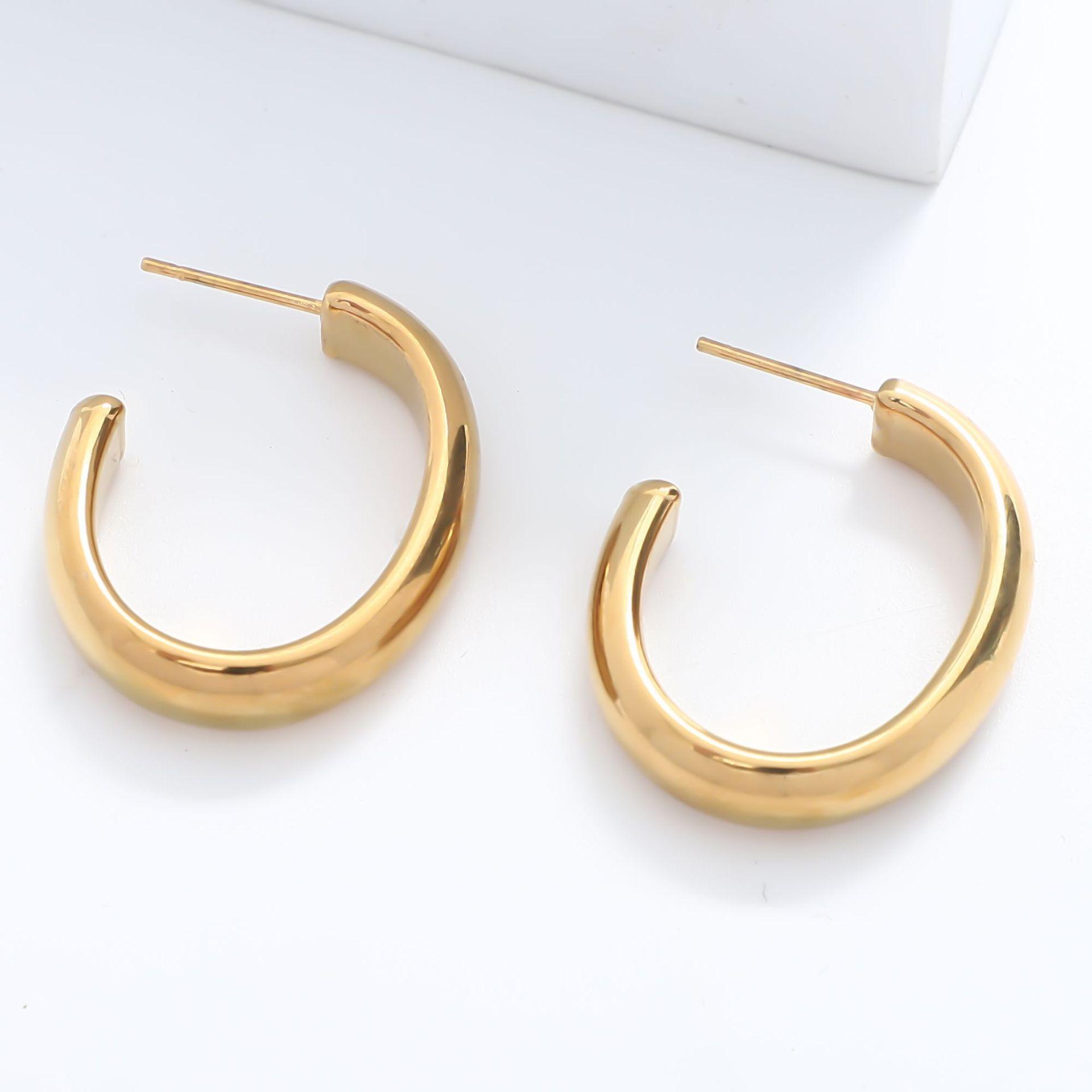 

Те же серьги - настоящие золотые гальванизированные простые серьги-гвоздики Wind, геометрические золотые женские полые серьги, уши.