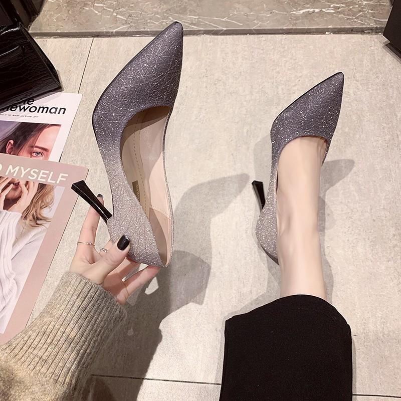 

Summer Woman High Heels Gradient Color Stiletto Pointed Sexy Pumps Shoes Leather Suede Daily Women Pumps Ladies Dress Shoes