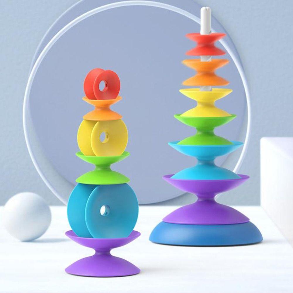 Ferrule Rainbow Stacking Toys Rotating Stacking Blocks Baby Toy  Kids Toddler