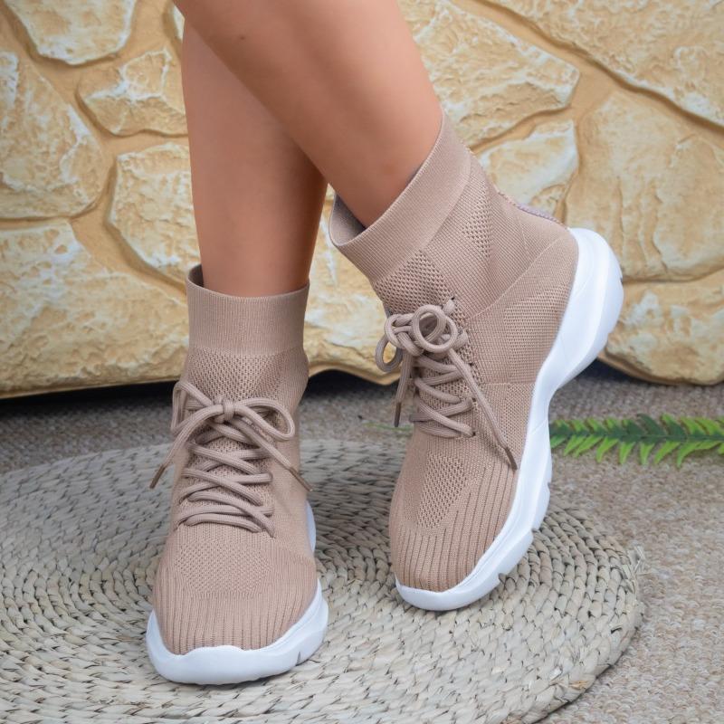 Short Socks Boots Fashion Round Toe Knit Breathable Sleeve Soft Sole Anti-Slip Wear-Resistant Single Shoes