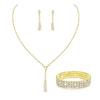 Elegant Silver Alloy Bridal Necklace Earrings Bracelet Set With Geometric Design For Wedding Party