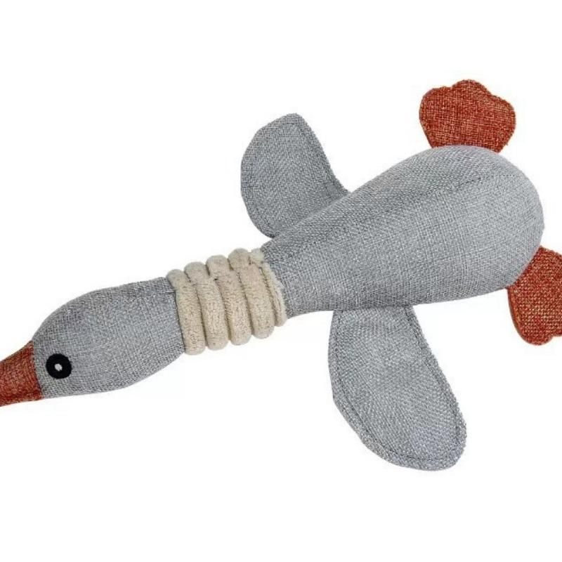 

Durable Linen Duck Plush Dog Toy, Squeaky Stuffed Chicken Chew Toy for Small Medium Large Dogs, Interactive Pet Training Gift серый