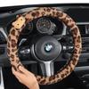 Car Steering Wheel Cover Winter Plush Cute Leopard Print Winter Non-Slip Women's Car Wear-Resistant Protective Cover Handlebar Cover