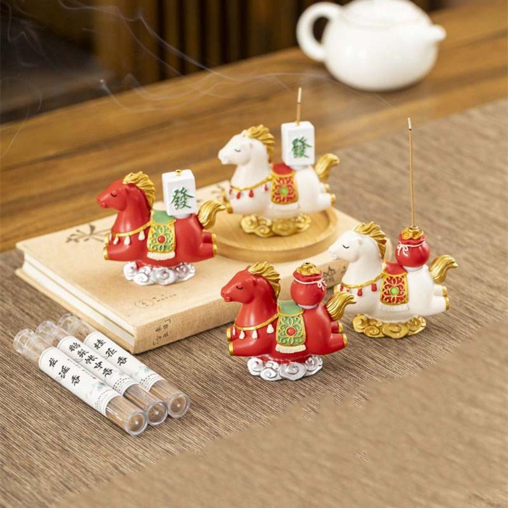 Funny Zodiac Pony Incense Burner Pony Shape 2026 Horse Year Indoor Incense Burner New Year Ornamental Resin Incense Stick Holder