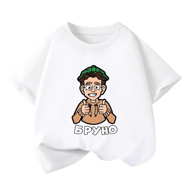 Cartoon Print Unisex Kids Short Sleeve Summer Cotton T-shirt 110 cm