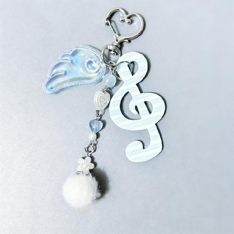 Cute Round Dot Stripe Music Note Star Keychain Acrylic Alloy Key Organiser Charm Versatile Decorative For Bag Wallet