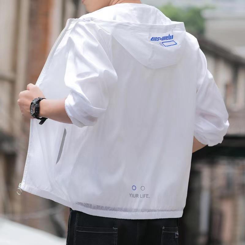 Sunscreen Clothing Men's Summer Thin Breathable UV Protection Hooded Fishing Sunscreen Clothing Casual Ice Silk Couple Jacket