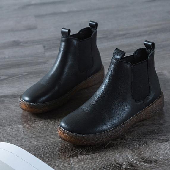 Boots Women New Retro Soft Soled Cowhide Women's Boots Plus Size Short Boot Womens Shoes Ankle Boots for Women Ladies Shoes