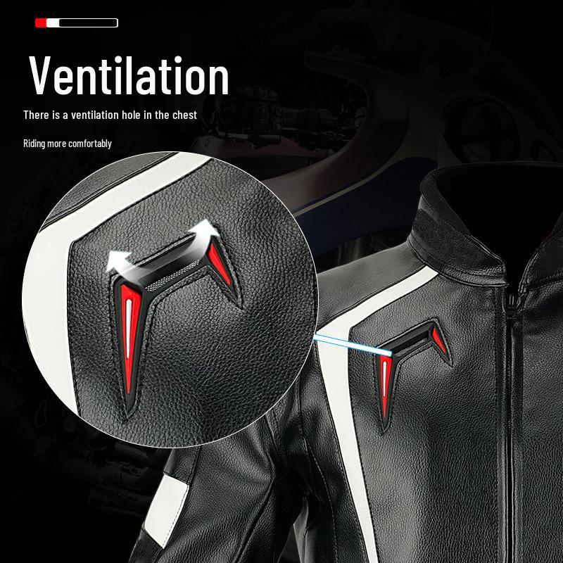Herren Schutz PU-Leder Winddichte Motorrad Rennjacke - Warm, Sturzsicher, Offroad Ausrüstung