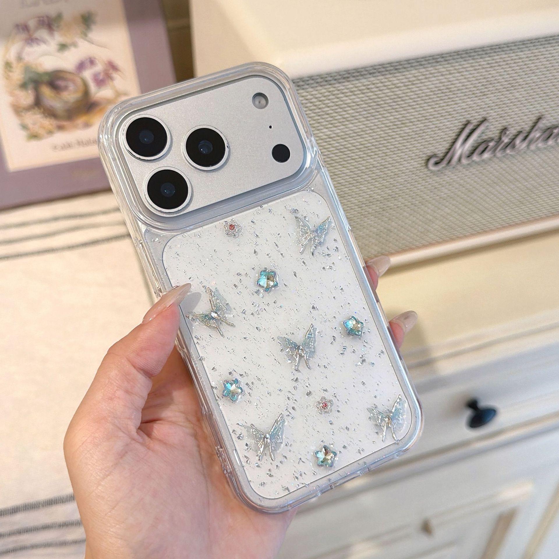 

Lace Butterfly Star Diamond Epoxy Phone Case for iPhone 13-17 Pro Max iPhone 16 Pro