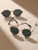 2 Pcs Metal Geometric&Round Frame Fashion Classical Sunglasses For Vacation Decors Photo Props