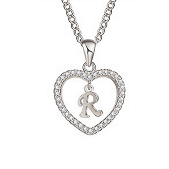 Concise Hollowed Heart Alphabet Unisex Necklace Jewelry Neck Chain Pendant Decor