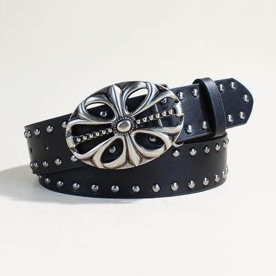 Gürtel Damen Persönlichkeit Weidennagel Blauer Gürtel Punk Druckknopf Lässige Hosen Gürtel Damen