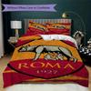 Set lenjerie de pat cu model A.S. Roma Cearșaf pilotă Huse pernă Decorațiune casă Cadou de ziua de naștere (1 * husă de pilotă + 2 * fețe de pernă fără miez)01