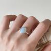 Highend Geometric Elegant Design Egg White Stone Ring For Women Adjustable Size