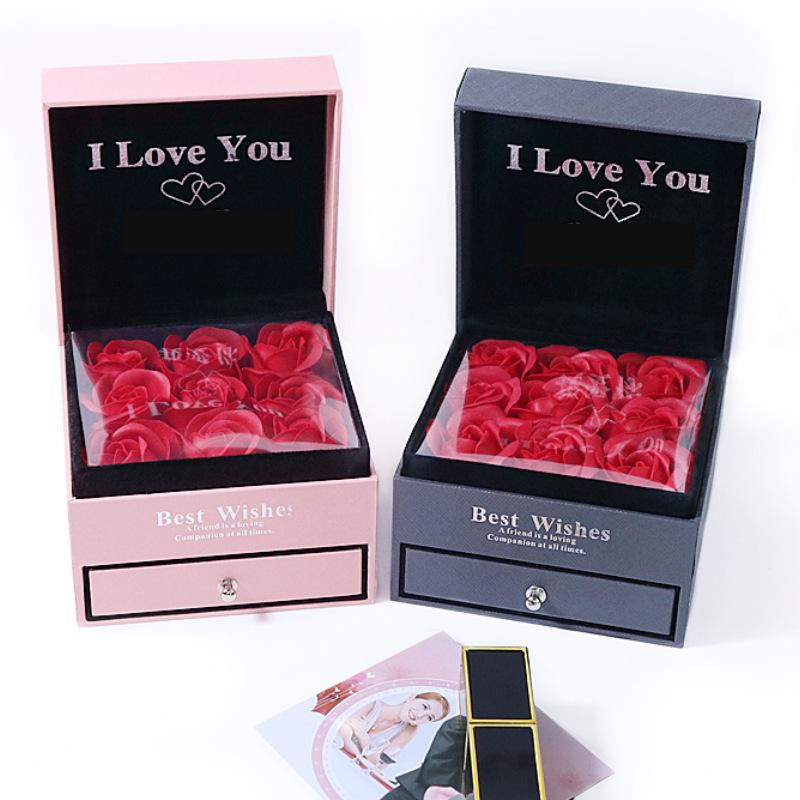 Exquisite Rose Soap Flower Jewelry & Storage Box: For Necklaces, Rings, Lipsticks