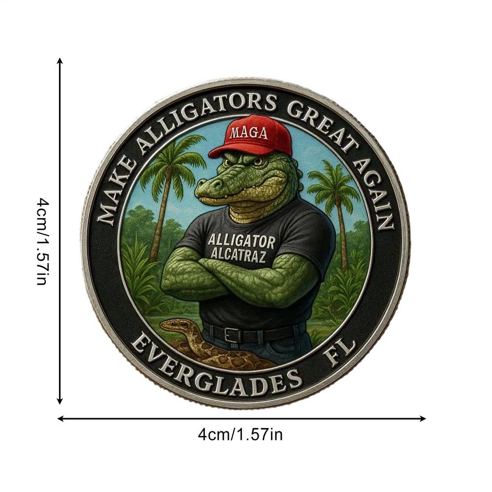 

Florida Everglades Humor Challenge Coin - Commemorative Collectible Coin Souvenir Keepsake for Collectors, History Buffs зелёный
