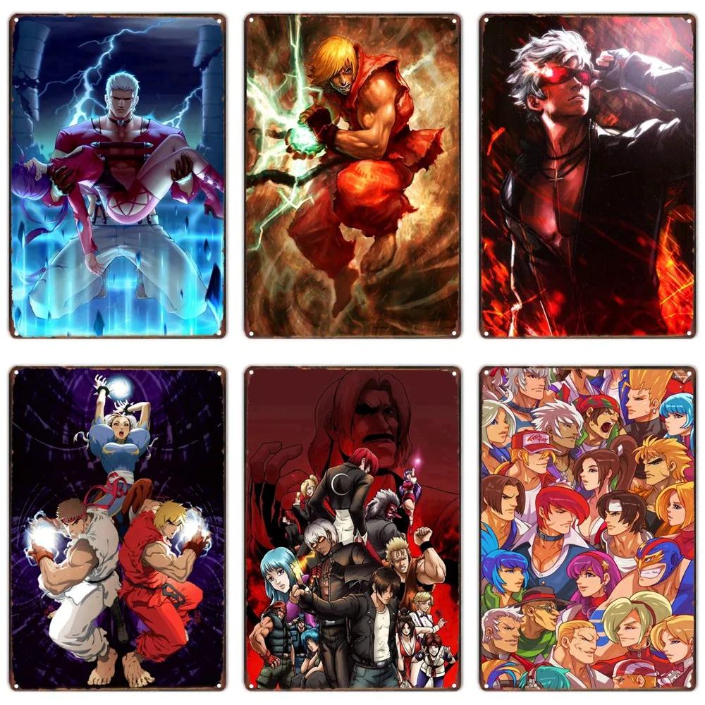 The King Of Fighters Anime Vintage Metal Sign, Wall Art Poster, Fighting Games, Retro Sign For Bar,Club,Man Cave,Home Wall Decor