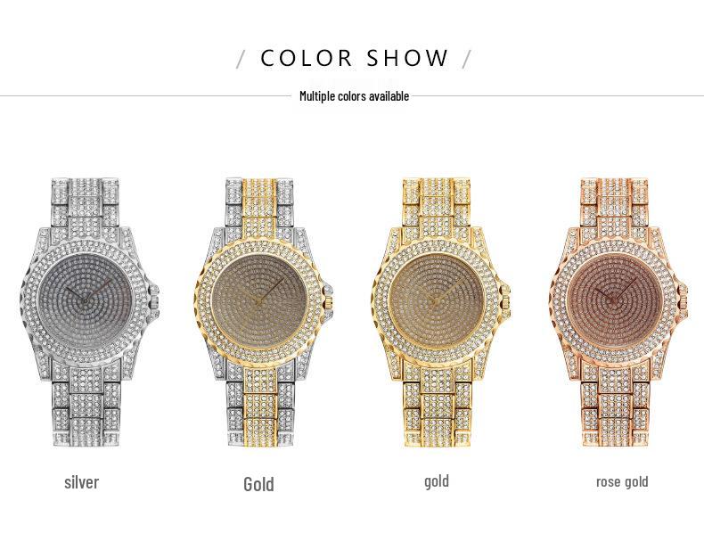 Damen Quarz Mode Armbanduhr mit Voll Diamantbesetztem Design