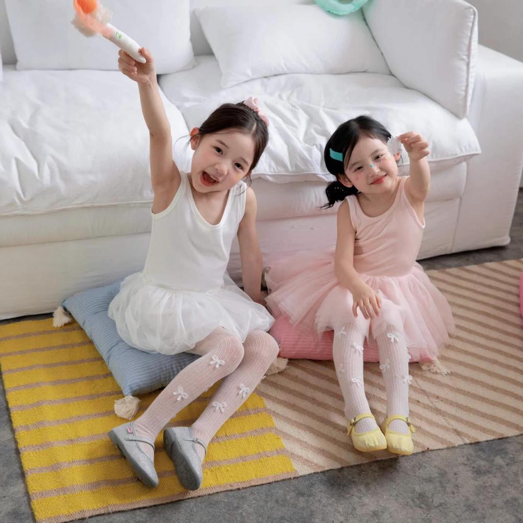 Koreanischer Stil Schleifenfuß Strumpfhose - Sommerstrümpfe aus gekämmter Baumwolle für Mädchen