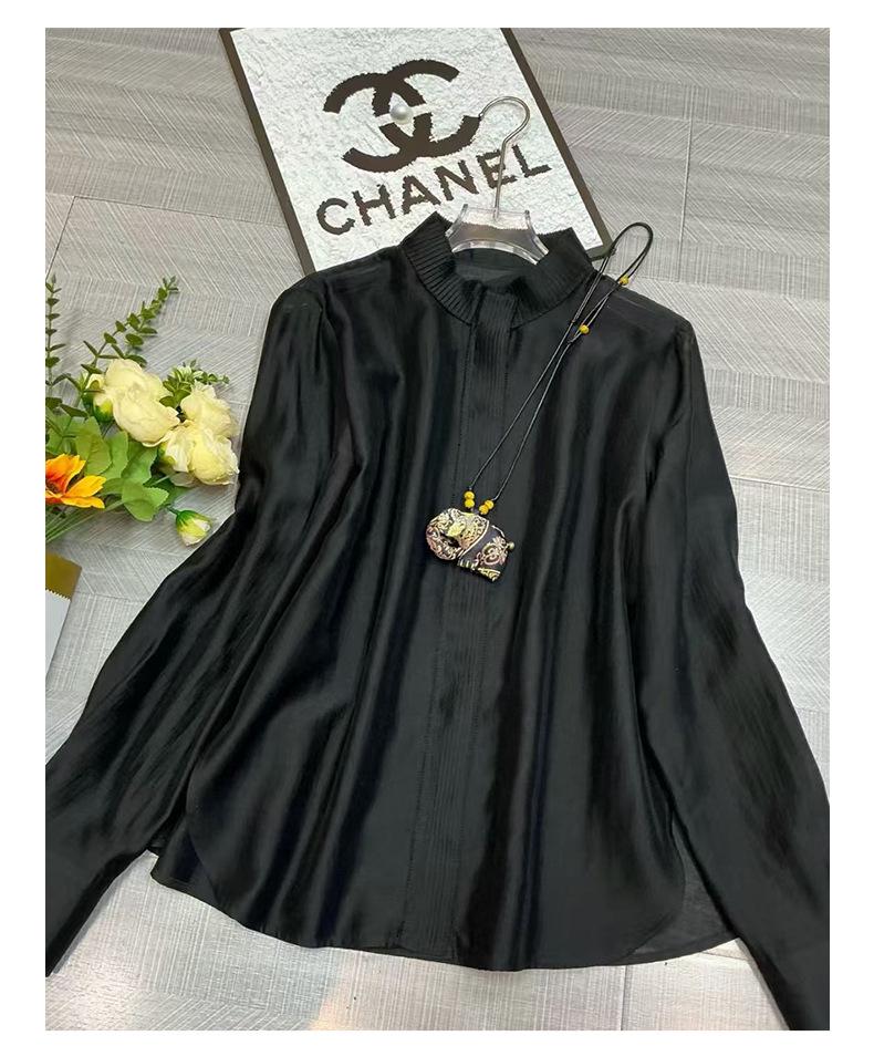 Rongtai Women's 2026 Spring Tencel Glossy Stand Collar Shirt