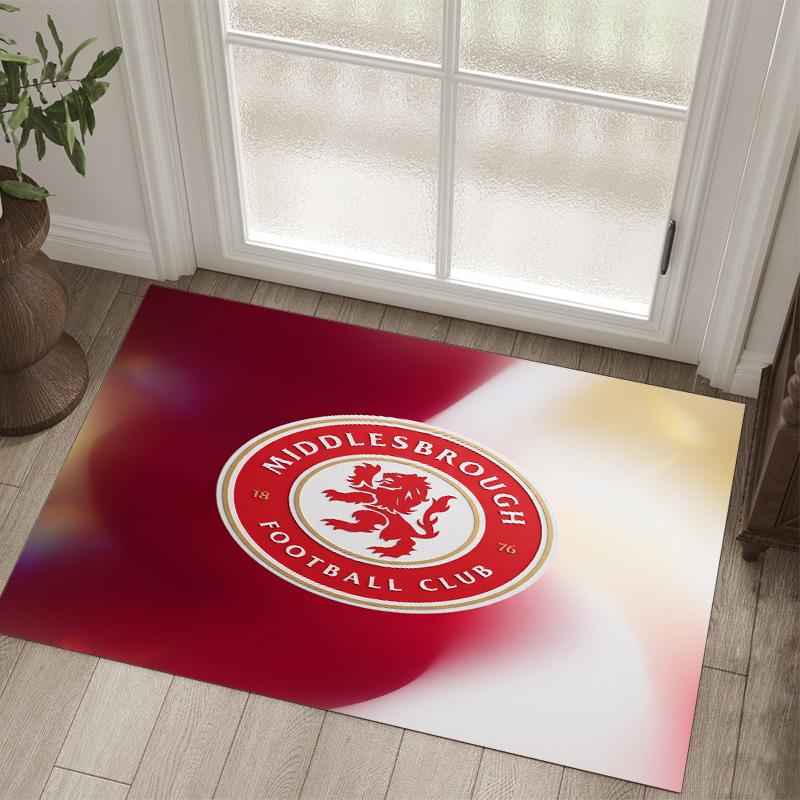 Middlesbrough FC Design Crystal Velvet Carpet Cozy Non?Slip Printed Rug For Bedroom Living Room Entrance