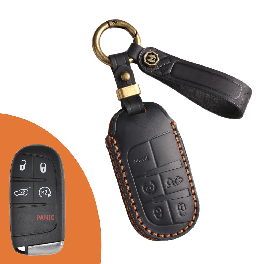 Genuine Leather Jeep Key Cover for Grand Commander & Grand Cherokee - Handmade Protective Shell with Buckle