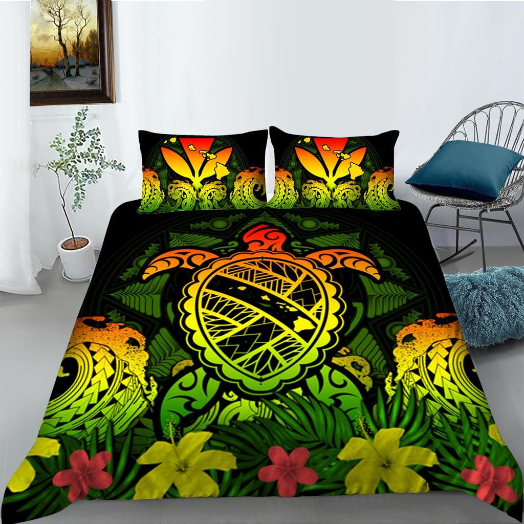 3D Sea Turtle Printing Duver Cover Set Turtle Pattern Bedding Cover Suit Lovely Boys Girls Single Double Size Bedroom Decor