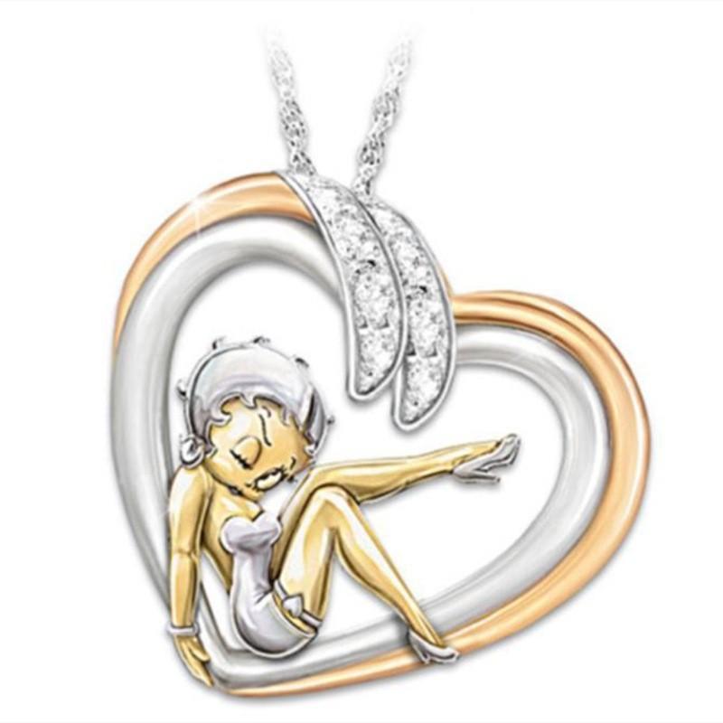 Accessories, Blue Purple Crystal Heart Collarbone Chain Fashion Two-Tone Necklace Summer Fresh Girl