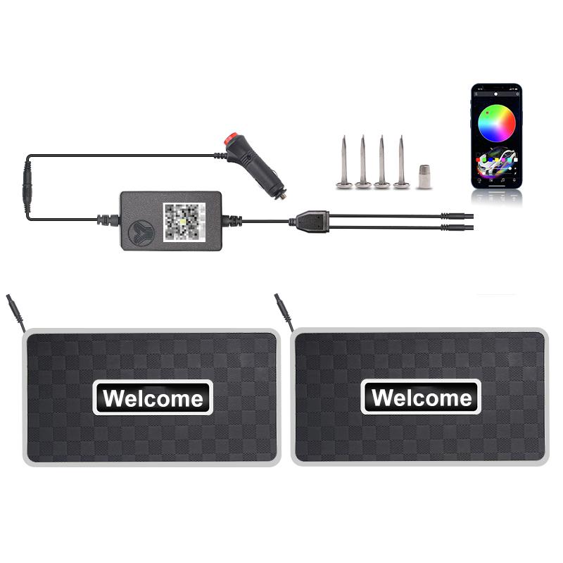 4/2 in 1 Car Floor Mats Ambient Light App Wireless Control Symphony 213 Colors LED Neon Interior Accessories
