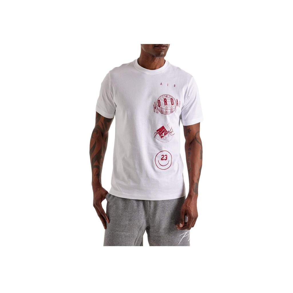 Jordan Brand Letter Print Pattern Ribbed Crew Neck Comfortable Short Sleeve T-Shirt Men T-Shirts White FN6027-100