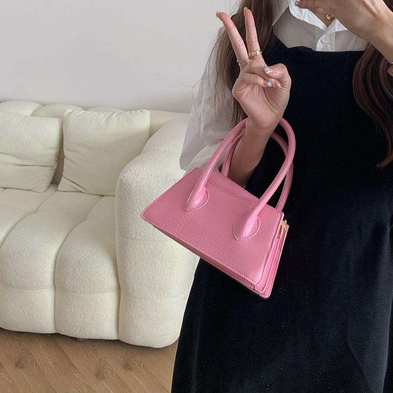 Niche design women's bag pink small square bag new texture portable small bag simple messenger bag tide