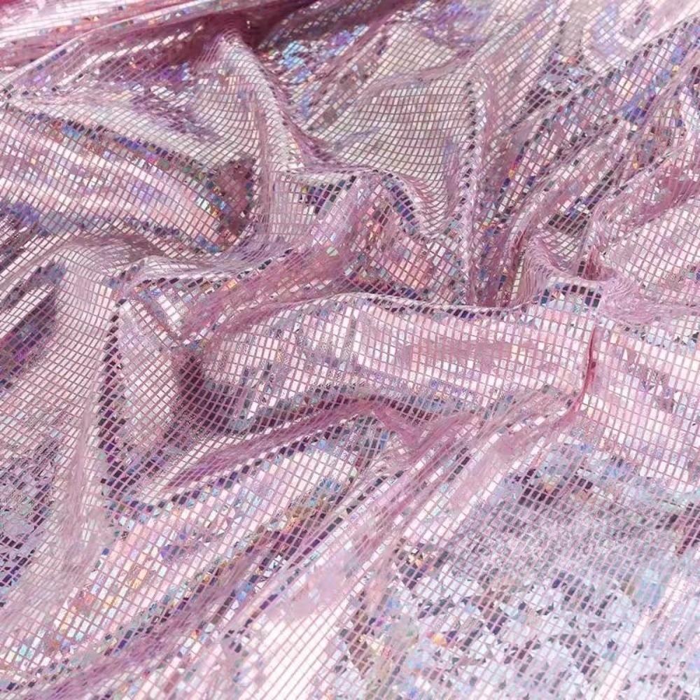 DIY 100x150cm Metallic Gold Foil Fabric Laser Colorful Sewing Material Shining Apparel Cloth Stage Performance Clothing