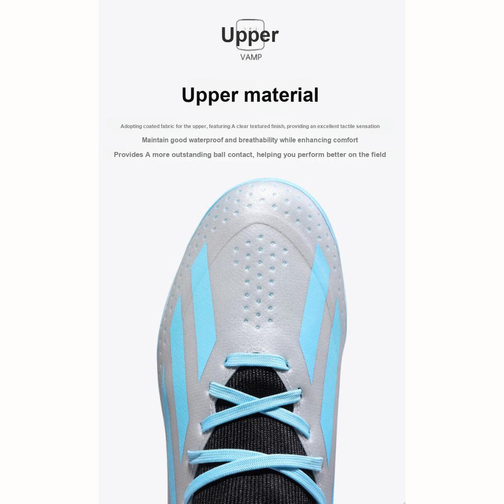 Adidas X Crazyfast.3 Messi Fabric Comfortable Versatile Non-Slip Low-Top Kids Soccer Shoes Kids Soccer Shoes Gray Blue IE4081