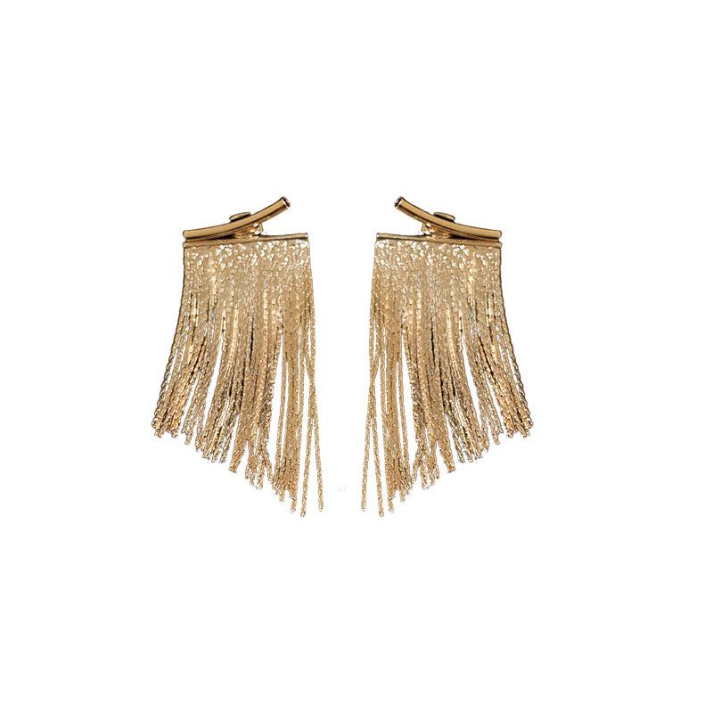 Korean Fashion Silver Color Arc Bar Long Thread Tassel Earrings For Women Wedding Daily Jewelry Hanging Pendientes Gifts