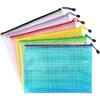 6er-Pack Gitter-Wasserdichte Reißverschlusstasche A3 A4 A5 A6 Transparente Dokumententasche Stifte-Ablageprodukte Tasche Büro Schulbedarf