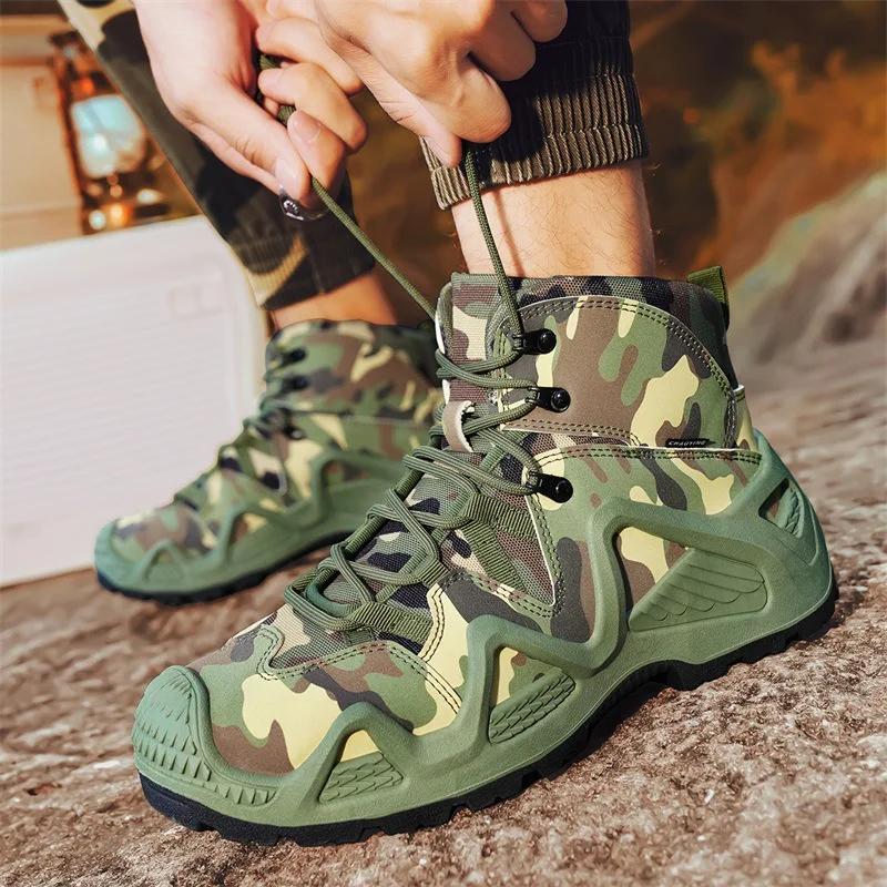 Classic Men's Sneakers Outdoor Camouflage Desert Travel Combat Shoes Anti Slip and Wear Resistant Mountaineering Running Shoes