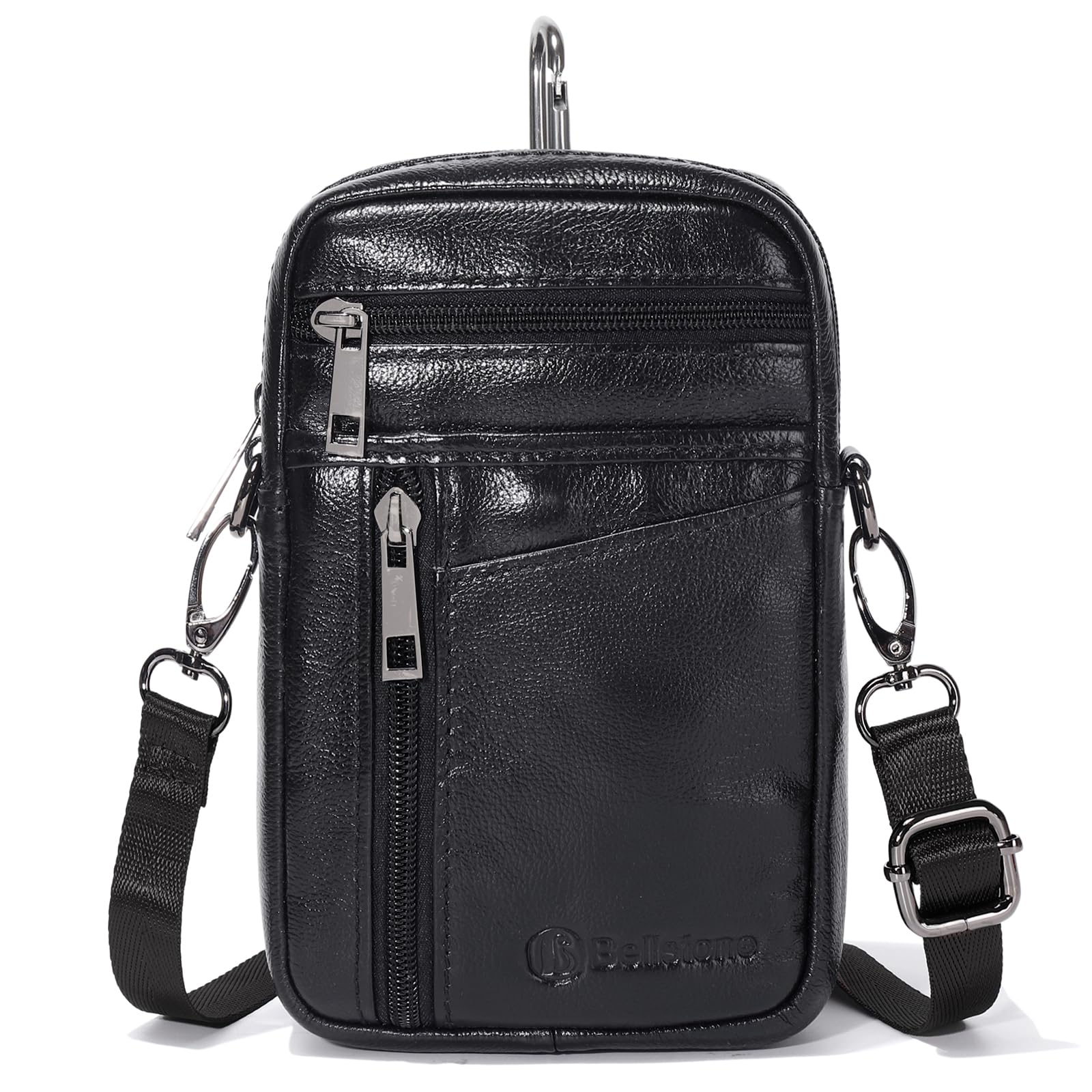 

Smartphone Belt Waist Mobile Phone Mini Shoulder Accessory Leather [Bellstone] Pouch, Sacoche, Pouch, Pouch, Pouch, Bag, Bag, Case, Men s (Black) чорний