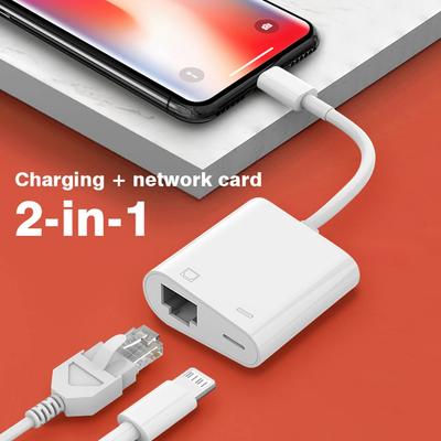 Tip-C Aydınlatma RJ45 Ethernet OTG Adaptörü LAN Kablolu Ağ Kablosu/Hub Şarj Portlu iPad iPhone 14 13 12 11 Pro Max Samsung Xiaomi Redmi