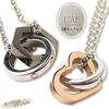 [La Amore Eterno] Collane Coppia, Acciaio Inossidabile, Design a Cuore, Doppio Filo, Zirconia, Pendente Oro Rosa e Nero, con Catena a Maglia (Donna 45cm,