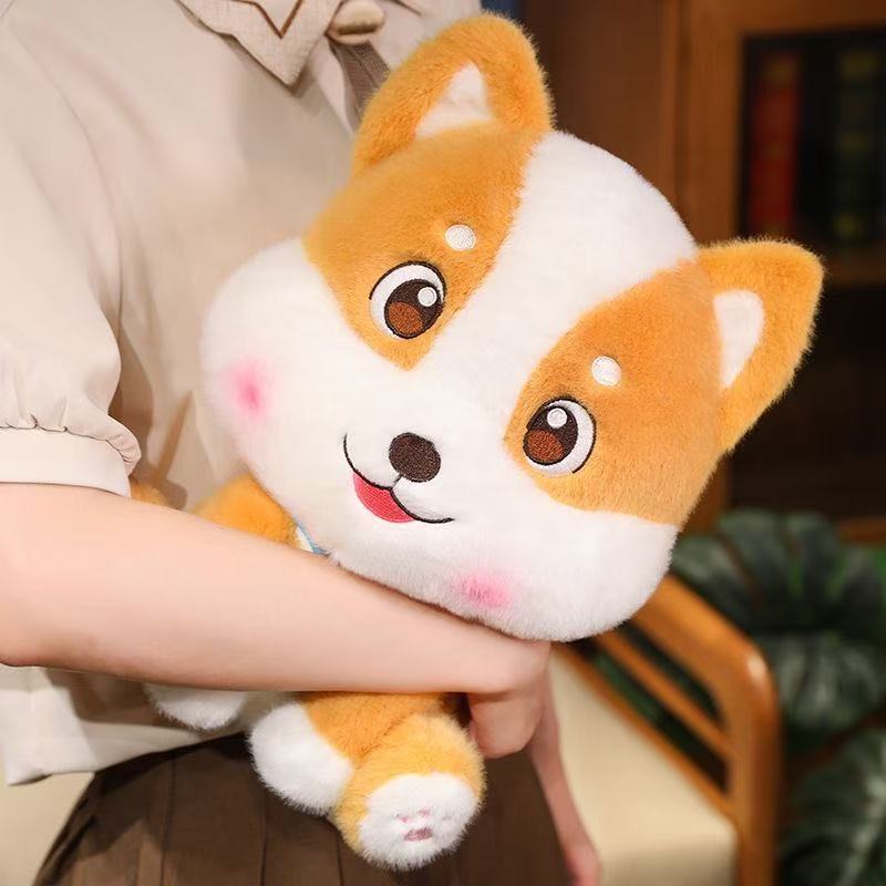 Cute Soft And Cute Sitting Little Pink Dog Plush Toy, Cute Corgi Doll For Children To Accompany The Doll