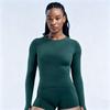 Women's Moisture-Wicking Nylon Yoga Top with Thumb Holes - Long Sleeve, Seamless, Elastic Sports T-Shirt
